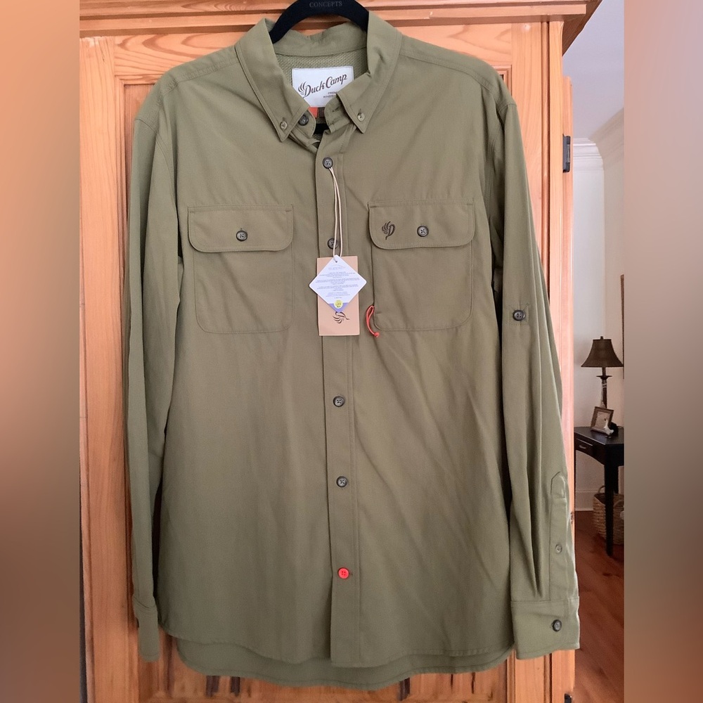 Olive Men's Duck Camp Button Down Shirt